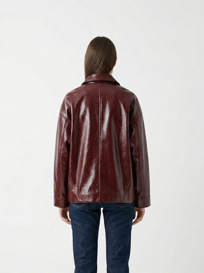 SHINY FAUX LEATHER JACKET