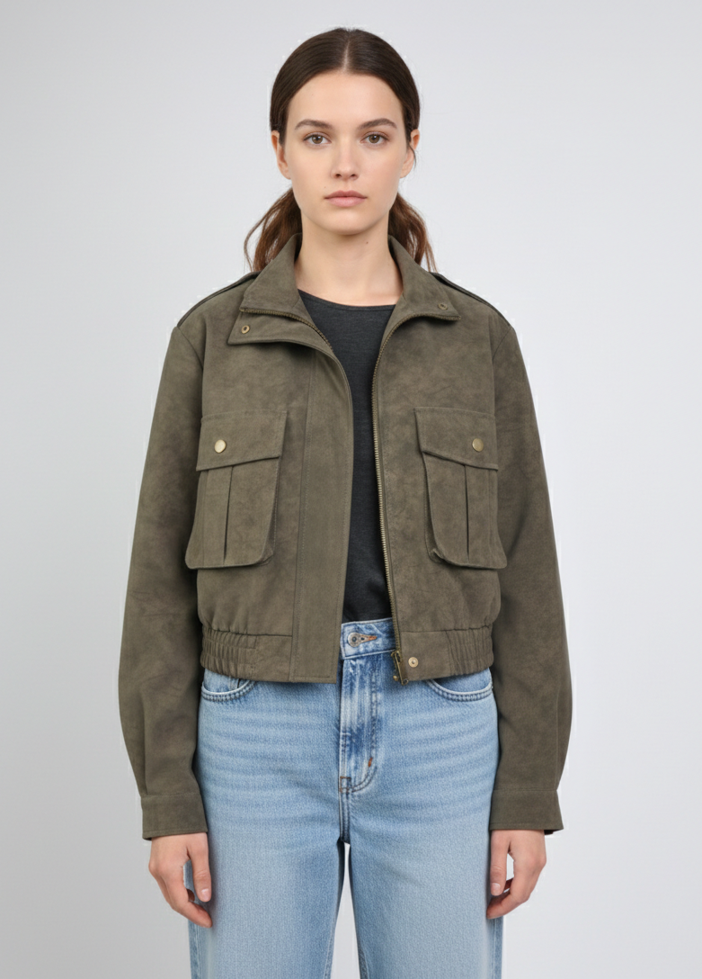 BLOUSON COURT EFFET DAIM