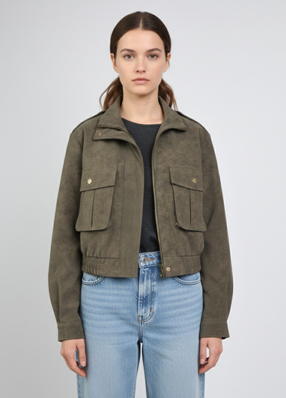 BLOUSON COURT EFFET DAIM