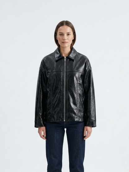 SHINY FAUX LEATHER JACKET