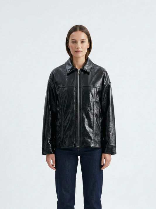SHINY FAUX LEATHER JACKET
