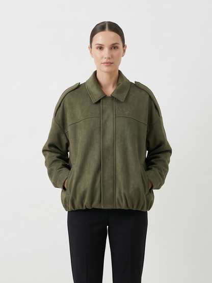 OVERSIZED SUEDE-EFFECT BOMBER JACKET