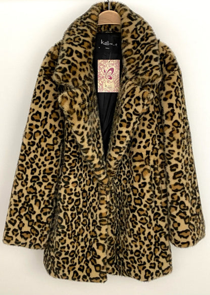 Leopard faux fur coat