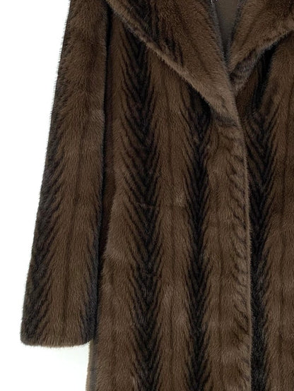 MANTEAU LONG EN FAUSSE FOURRURE À RAYURES - K-ZELL PARIS