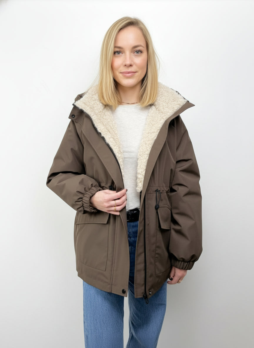 PARKA WITH FAUX SHEEPFUR LINING