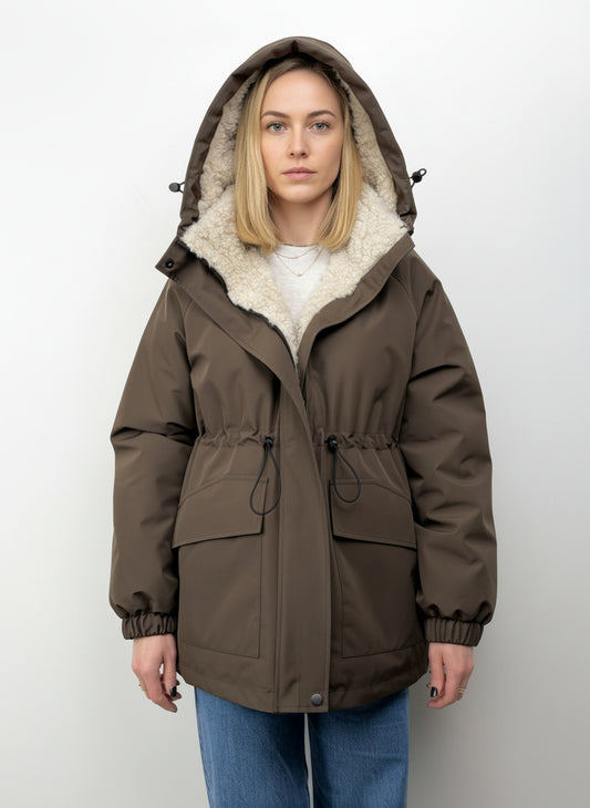 PARKA WITH FAUX SHEEPFUR LINING