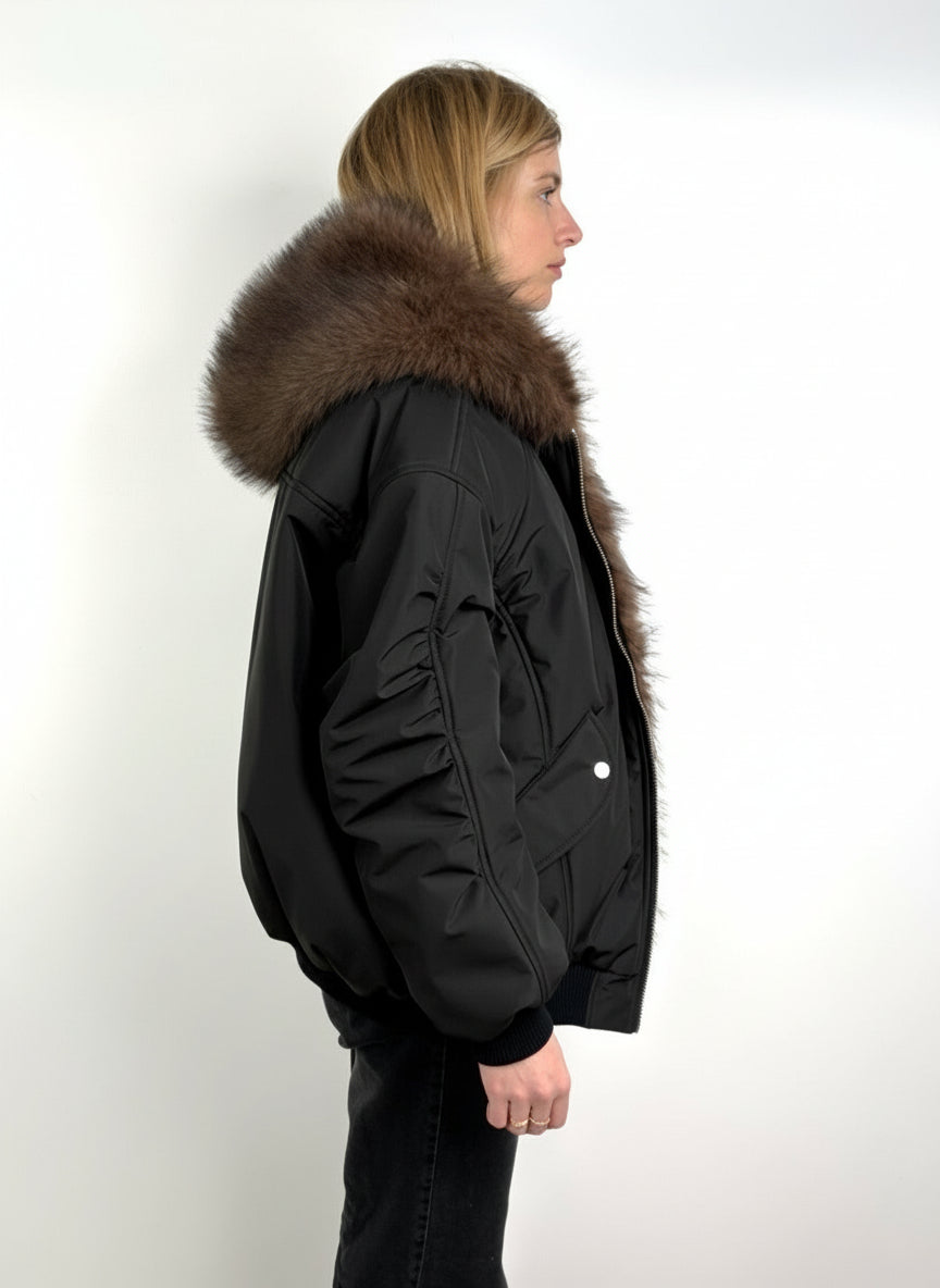 FAUX FUR HOODED JACKET