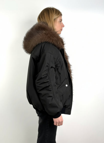 FAUX FUR HOODED JACKET