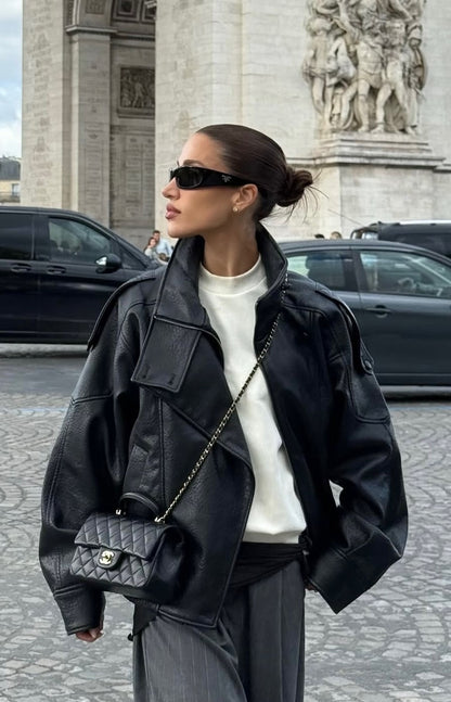 BLOUSON MOTARD EN SIMILICUIR