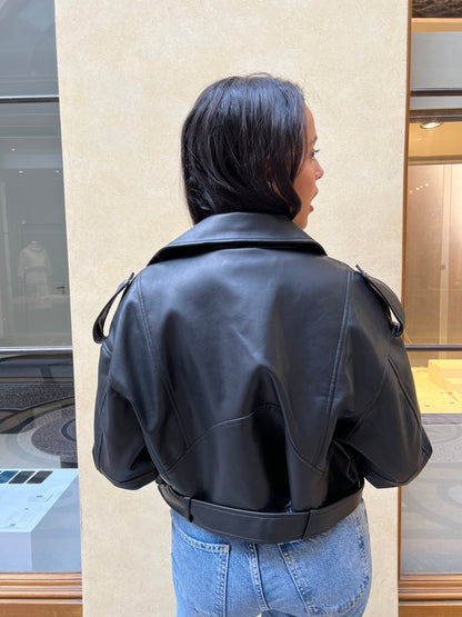 Perfecto-style PU leather jacket