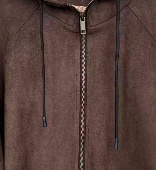 VESTE ZIPPÉE À CAPUCHE EFFET DAIM