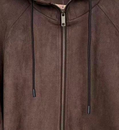 VESTE ZIPPÉE À CAPUCHE EFFET DAIM