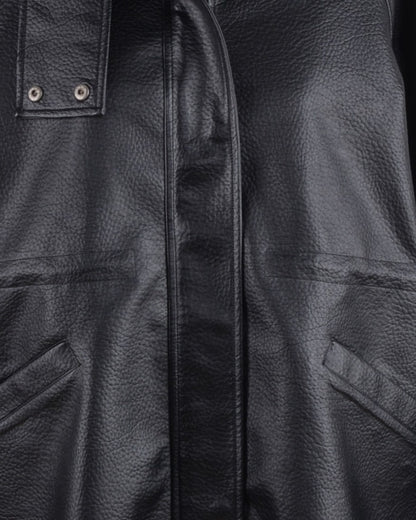 HIGH-COLLAR FAUX LEATHER COAT