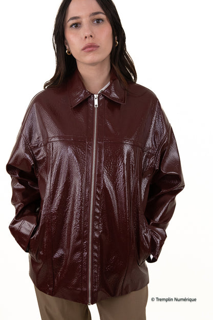 BLOUSON EN FAUX CUIR BRILLANT